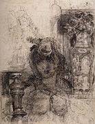 James Ensor Nude at a Balustrade or Nude with Vase and Column oil on canvas